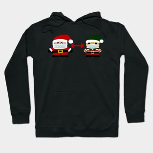 Santa Claus Y Elfo Con Distancia De Seguridad Hoodie